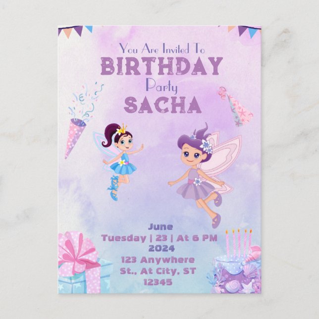 Colourful Carnival: Join Us for a Playful Birthday Invitation Postcard (Front)