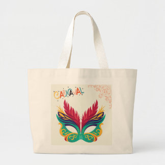 Colourful Carnival Mask – Festive Mardi Gras Desig Large Tote Bag