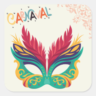 Colourful Carnival Mask – Festive Mardi Gras Desig Square Sticker