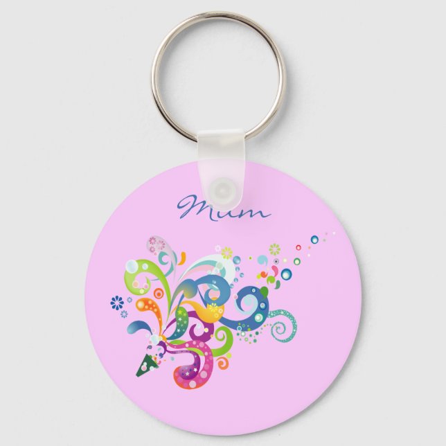 Colourful Carnival Streamers Design Key Ring (Front)