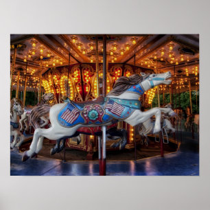 Colourful Carousel Horse and Merry Go Round Poster