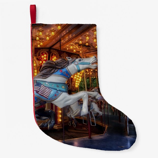 Colourful Carousel Horse and Merry Go Round Small Christmas Stocking (Front)