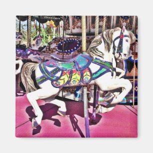 Colourful Carousel Horse at Carnival Photo Gifts Magnet