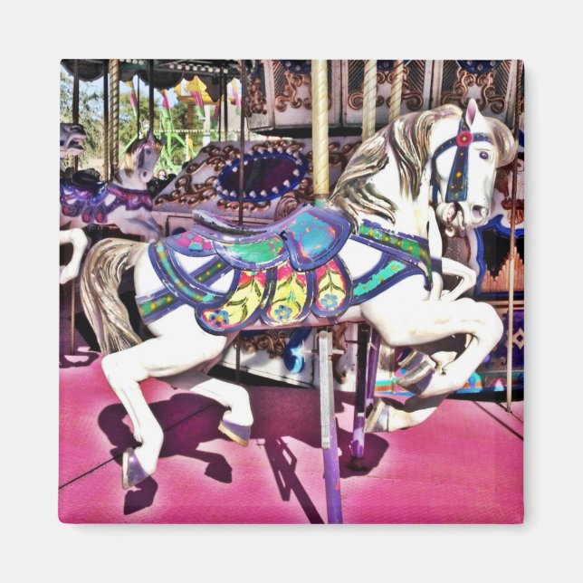 Colourful Carousel Horse at Carnival Photo Gifts Magnet (Front)