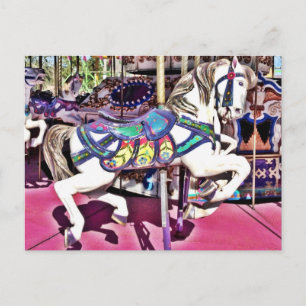 Colourful Carousel Horse at Carnival Photo Gifts Postcard