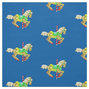 Colourful Carousel Horse Vintage Carnival Art Fabric