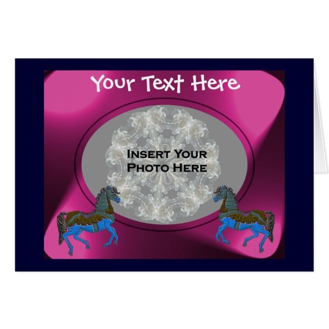 Colourful Carousel Horses Photo Card (Front Horizontal)