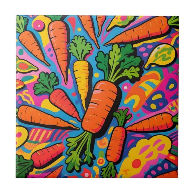 Colourful Carrot Explosion Pattern Ceramic Tile (Front)