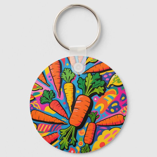 Colourful Carrot Explosion Pattern Key Ring (Front)