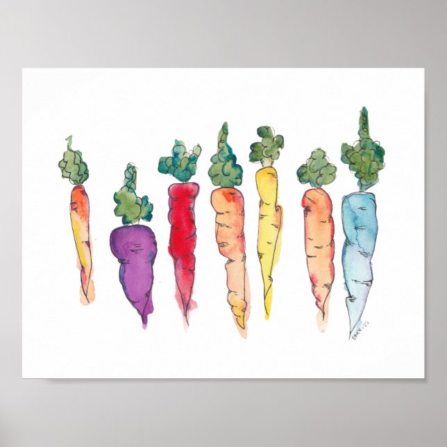 Colourful Carrots Watercolor Poster (Front)