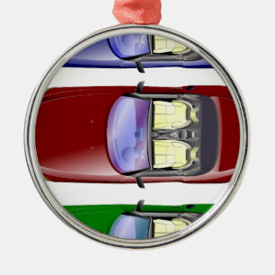 Colourful cars metal ornament
