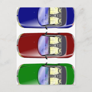 Colourful cars postcard