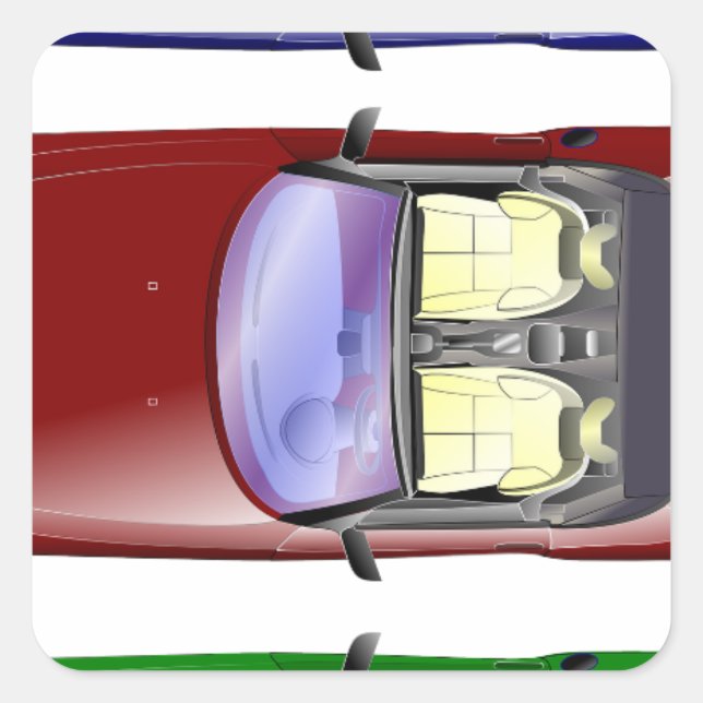 Colourful cars square sticker (Front)