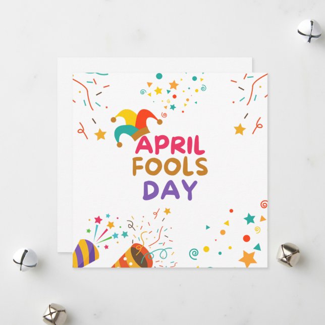 Colourful Cartoon April Fools Day Holiday Card (Front/Back In Situ)