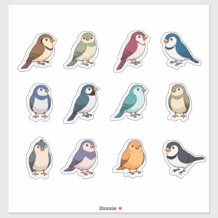Colourful Cartoon Bird Sticker Set