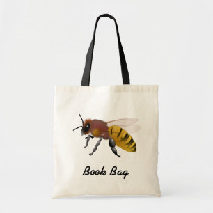 Colourful cartoon brown and yellow hornet wasp bee tote bag