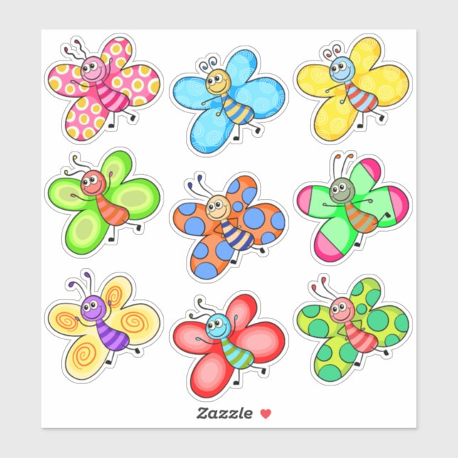 Colourful Cartoon Butterflies (Sheet)
