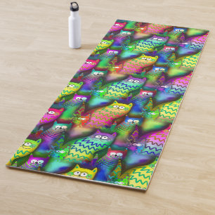 Colourful Cartoon Cats Yoga Mat