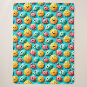 Colourful Cartoon Crabs, Seashells Sherpa Blanket