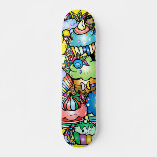 Colourful Cartoon Cupcakes Skateboard
