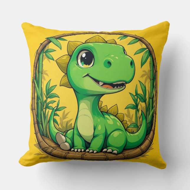 Colourful Cartoon Dinosaur Cushion (Front)