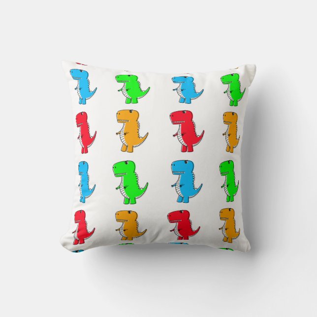 Colourful Cartoon Dinosaur Pattern Cushion (Front)