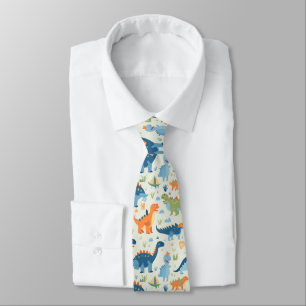 Colourful cartoon dinosaurs pattern tie