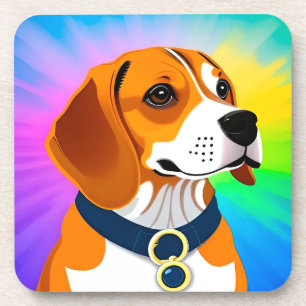 Colourful Cartoon Dog Illustration Coaster