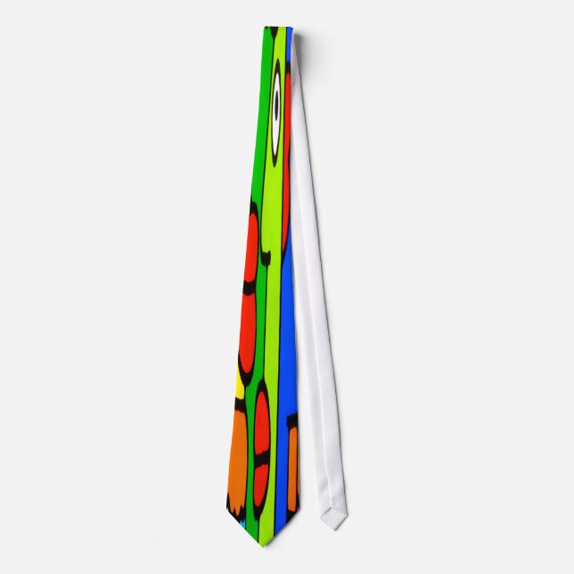 Colourful Cartoon Faces with Fat Red Lips Tie (Front)