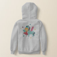 Colourful cartoon fairy and unicorn