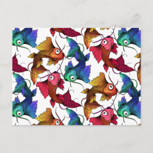 Colourful Cartoon Fish Postcard