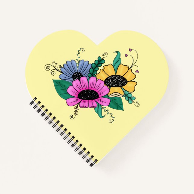 Colourful Cartoon Flowers Notebook (Front)