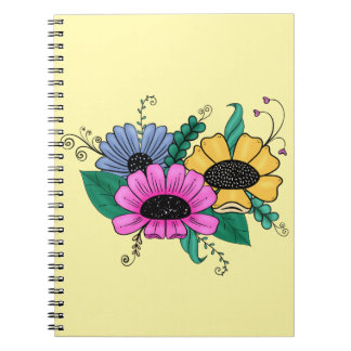 Colourful Cartoon Flowers Notebook