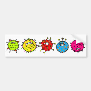 Colourful Cartoon Germs Bumper Sticker