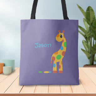 Colourful Cartoon Giraffe - Custom Colour Tote Bag