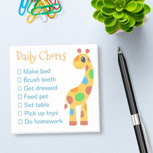 Colourful Cartoon Giraffe Daily Chores List Post-it Notes