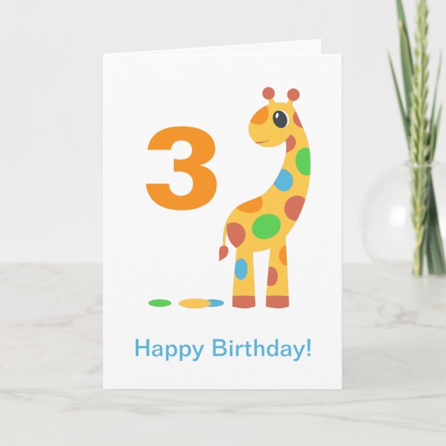 Colourful Cartoon Giraffe Happy Birthday Custom Ag Card (Front)