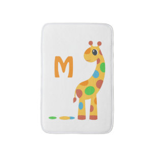 Colourful Cartoon Giraffe Monogram Bath Mat