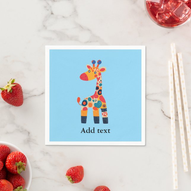 Colourful Cartoon Giraffe Template Napkin (Insitu)