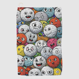 Colourful Cartoon Golf Balls with Funny Faces Towel