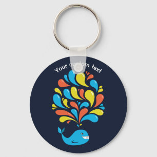 Colourful Cartoon Happy Whale Kids Custom Text Key Ring
