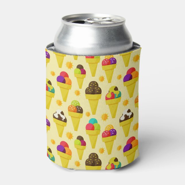 Colourful Cartoon Ice Cream Cones Can Cooler (Can Front)