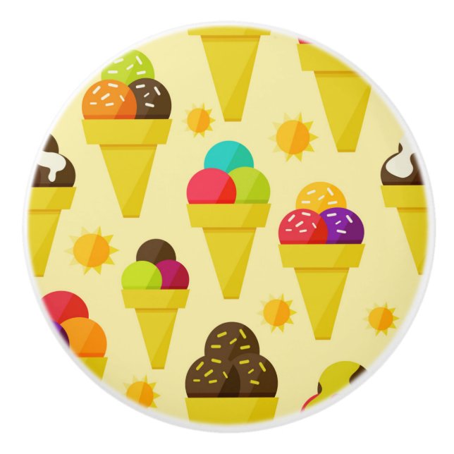 Colourful Cartoon Ice Cream Cones Ceramic Knob (Front)