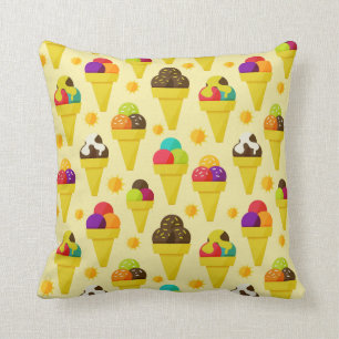 Colourful Cartoon Ice Cream Cones Cushion