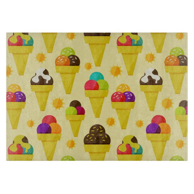 Colourful Cartoon Ice Cream Cones Cutting Board (Front)