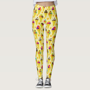 Colourful Cartoon Ice Cream Cones Leggings