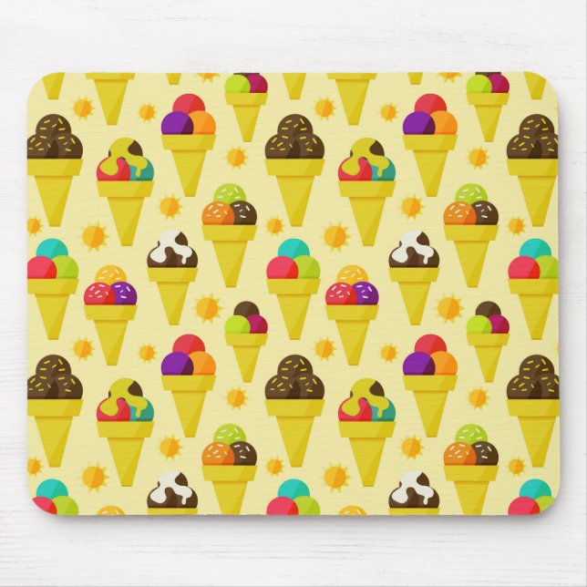 Colourful Cartoon Ice Cream Cones Mouse Pad (Front)