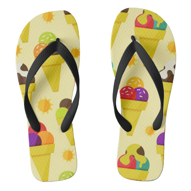 Colourful Cartoon Ice Cream Cones Thongs (Footbed)