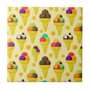 Colourful Cartoon Ice Cream Cones Tile