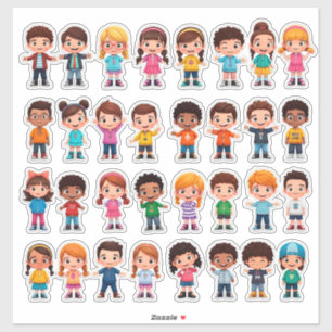 Colourful Cartoon Kids Stickers